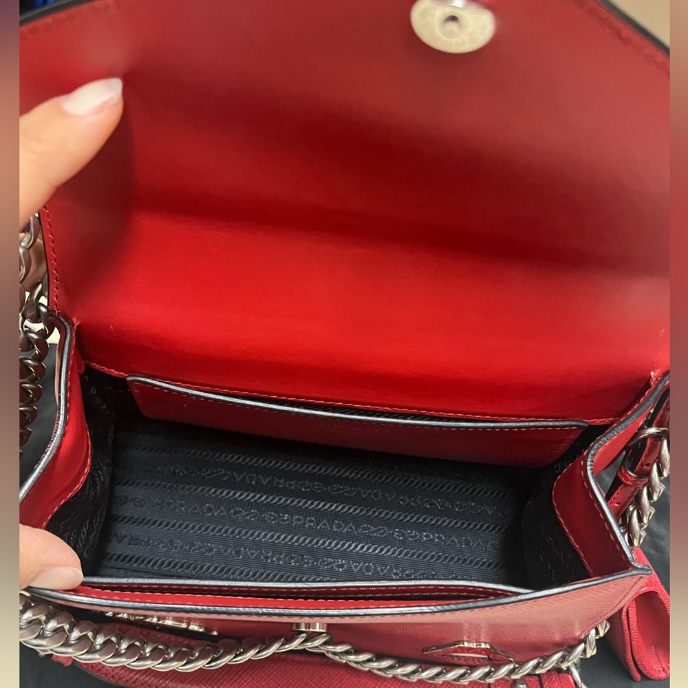 RARE✨Prada Red Monochrome Embellished small shoulder bag✨ - Picture 9 of 15